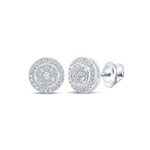  14k White Gold Womens Round Diamond Circle Earrings 1/4 Cttw