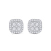 14k White Gold Womens Round Diamond Square Earrings 3/4 Cttw