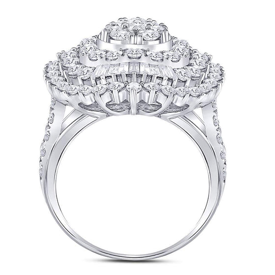 14k White Gold Womens Round Diamond Teardrop Pear Cluster Ring 3 Cttw