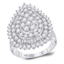  14k White Gold Womens Round Diamond Teardrop Pear Cluster Ring 3 Cttw