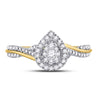 14k Yellow Gold Round Diamond Teardrop Cluster Bridal Wedding Engagement Ring 1/4 Cttw