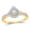 14k Yellow Gold Round Diamond Teardrop Cluster Bridal Wedding Engagement Ring 1/4 Cttw