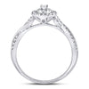 14k White Gold Round Diamond Teardrop Cluster Bridal Wedding Engagement Ring 1/4 Cttw
