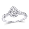 14k White Gold Round Diamond Teardrop Cluster Bridal Wedding Engagement Ring 1/4 Cttw