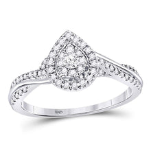  14k White Gold Round Diamond Teardrop Cluster Bridal Wedding Engagement Ring 1/4 Cttw