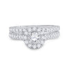 14k White Gold Round Diamond Bridal Wedding Ring Band Set 1 Cttw
