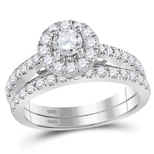  14k White Gold Round Diamond Bridal Wedding Ring Band Set 1 Cttw
