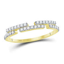  14k Yellow Gold Womens Round Diamond Broken Bar Horizontal Band Ring 1/4 Cttw