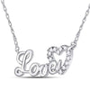 10k White Gold Womens Round Diamond Love Heart Pendant Necklace 1/6 Cttw