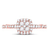 14k Rose Gold Round Diamond Square Cluster Bridal Wedding Engagement Ring 1/2 Cttw