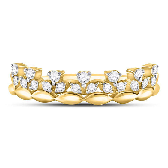 14k Yellow Gold Womens Round Diamond Stackable Band Ring 1/4 Cttw