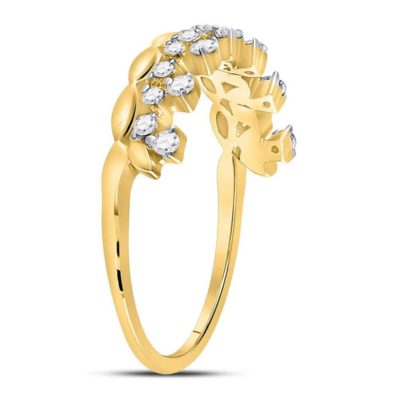 14k Yellow Gold Womens Round Diamond Stackable Band Ring 1/4 Cttw