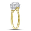 14k Yellow Gold Round Diamond Cluster Bridal Wedding Engagement Ring 3/4 Cttw