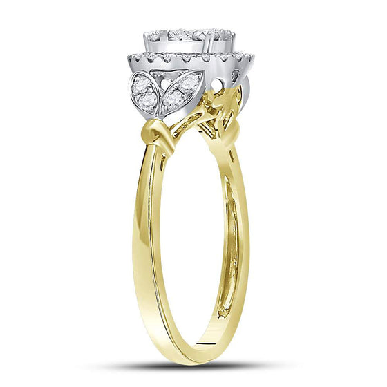 14k Yellow Gold Round Diamond Cluster Bridal Wedding Engagement Ring 3/4 Cttw
