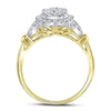 14k Yellow Gold Round Diamond Cluster Bridal Wedding Engagement Ring 3/4 Cttw