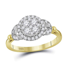  14k Yellow Gold Round Diamond Cluster Bridal Wedding Engagement Ring 3/4 Cttw