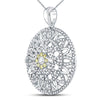 14k White Gold Womens Round Diamond Mandala Circle Pendant 1 Cttw