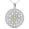 14k White Gold Womens Round Diamond Mandala Circle Pendant 1 Cttw