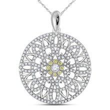  14k White Gold Womens Round Diamond Mandala Circle Pendant 1 Cttw