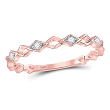  10k Rose Gold Womens Round Diamond Stackable Band Ring 1/20 Cttw