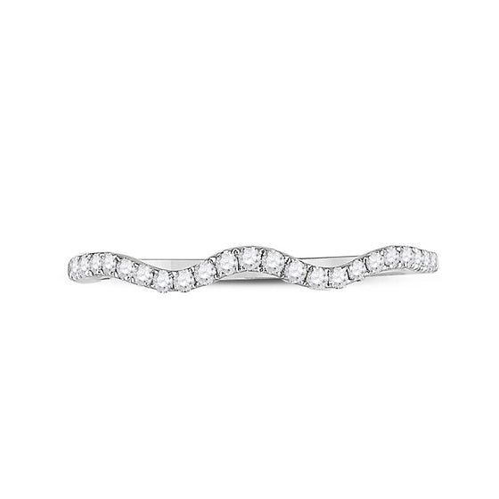 10k White Gold Womens Round Diamond Contoured Stackable Band Ring 1/5 Cttw