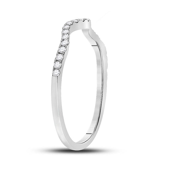 10k White Gold Womens Round Diamond Contoured Stackable Band Ring 1/5 Cttw