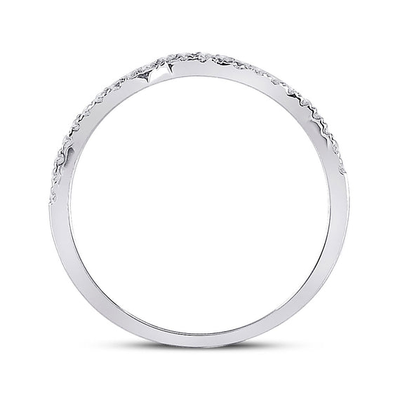 10k White Gold Womens Round Diamond Contoured Stackable Band Ring 1/5 Cttw