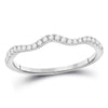 10k White Gold Womens Round Diamond Contoured Stackable Band Ring 1/5 Cttw