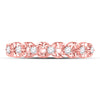 10k Rose Gold Womens Round Diamond Flower Petal Stackable Band Ring 1/6 Cttw