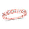 10k Rose Gold Womens Round Diamond Flower Petal Stackable Band Ring 1/6 Cttw