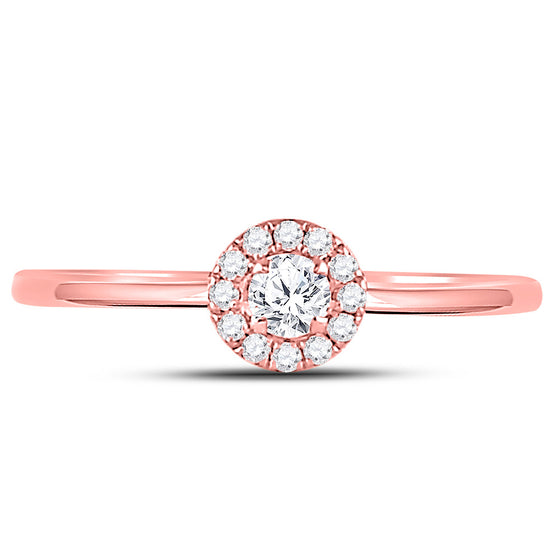 10k Rose Gold Womens Round Diamond Solitaire Stackable Band Ring 1/5 Cttw