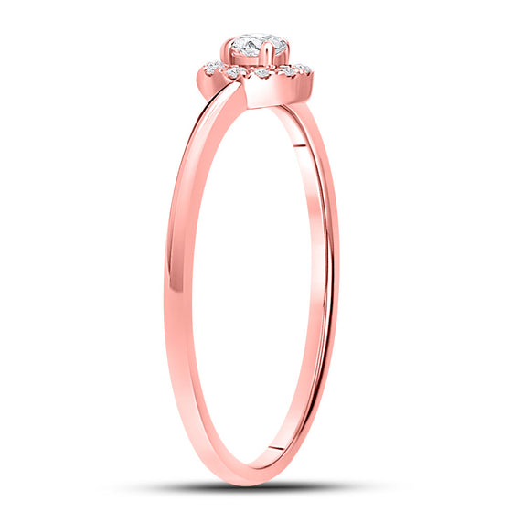 10k Rose Gold Womens Round Diamond Solitaire Stackable Band Ring 1/5 Cttw