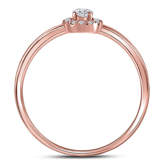 10k Rose Gold Womens Round Diamond Solitaire Stackable Band Ring 1/5 Cttw