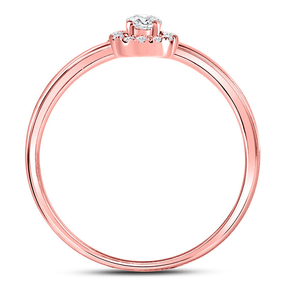 10k Rose Gold Womens Round Diamond Solitaire Stackable Band Ring 1/5 Cttw