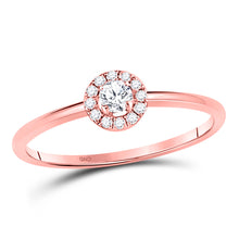  10k Rose Gold Womens Round Diamond Solitaire Stackable Band Ring 1/5 Cttw
