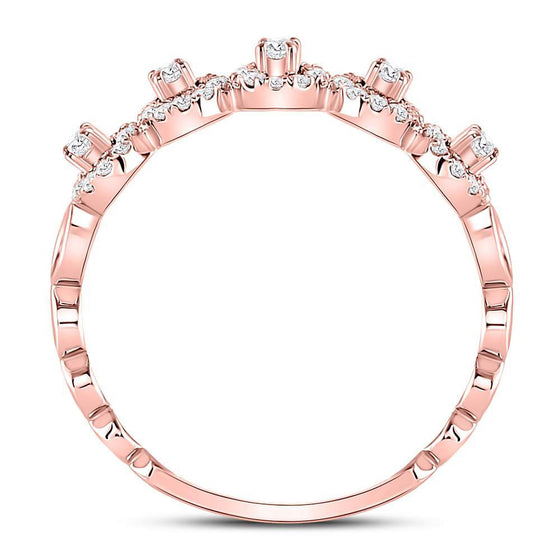 10k Rose Gold Womens Round Diamond Halo Stackable Band Ring 1/3 Cttw