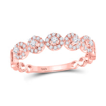  10k Rose Gold Womens Round Diamond Halo Stackable Band Ring 1/3 Cttw