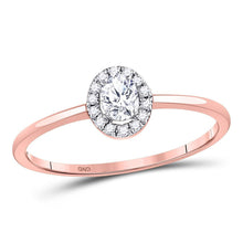  10k Rose Gold Oval Diamond Halo Bridal Wedding Engagement Ring 1/3 Cttw