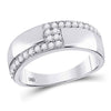 14k White Gold His Hers Round Diamond Cluster Matching Wedding Set 1-1/2 Cttw