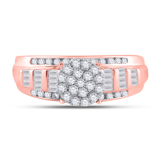 10k Rose Gold Round Diamond Cluster Bridal Wedding Engagement Ring 1/2 Cttw