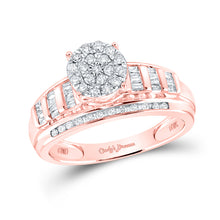  10k Rose Gold Round Diamond Cluster Bridal Wedding Engagement Ring 1/2 Cttw