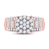 10k Rose Gold Round Diamond Cluster Bridal Wedding Engagement Ring 1 Cttw