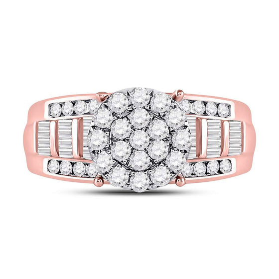 10k Rose Gold Round Diamond Cluster Bridal Wedding Engagement Ring 1 Cttw