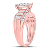 10k Rose Gold Round Diamond Cluster Bridal Wedding Engagement Ring 1 Cttw