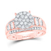 10k Rose Gold Round Diamond Cluster Bridal Wedding Engagement Ring 1 Cttw