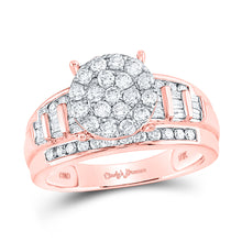  10k Rose Gold Round Diamond Cluster Bridal Wedding Engagement Ring 1 Cttw