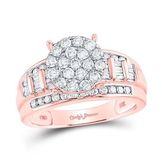 10k Rose Gold Round Diamond Cluster Bridal Wedding Engagement Ring 1 Cttw