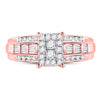 10k Rose Gold Round Diamond Cluster Bridal Wedding Engagement Ring 1/2 Cttw