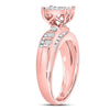 10k Rose Gold Round Diamond Cluster Bridal Wedding Engagement Ring 1/2 Cttw