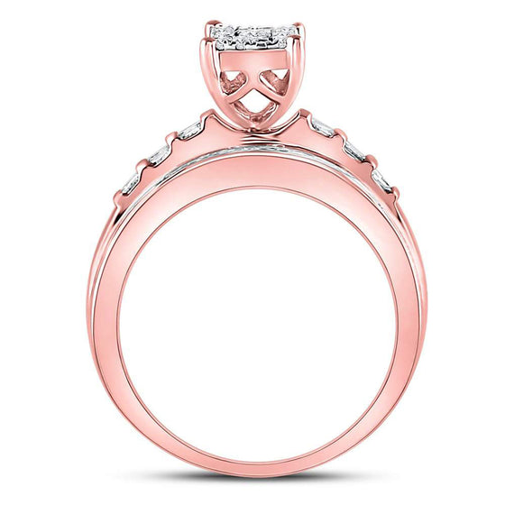 10k Rose Gold Round Diamond Cluster Bridal Wedding Engagement Ring 1/2 Cttw